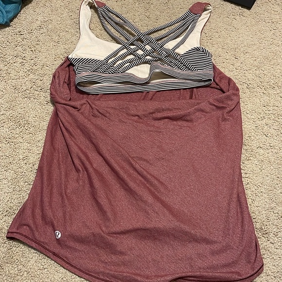 Lululemon wild tank wine berry mini pop stripe black mink berry Sz 6 - Picture 4 of 6